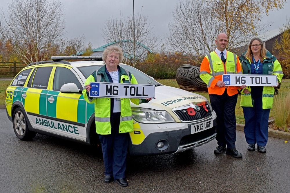 Burntwood and cannock chase responders pictured with M6toll next to ambulance vehicle